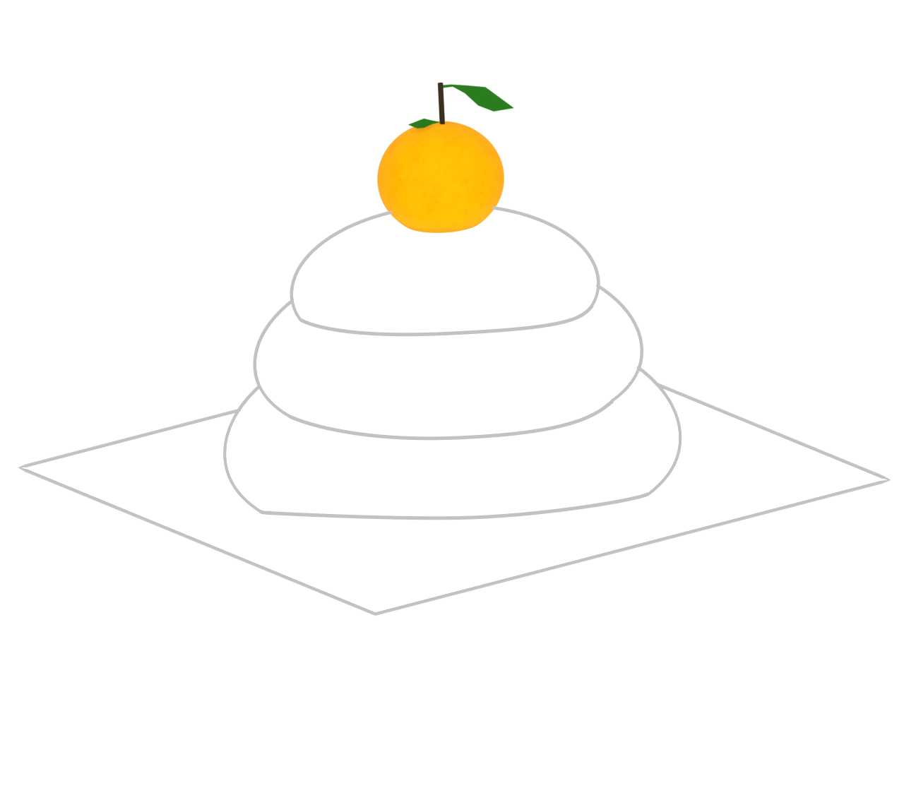 玉紙と鏡餅のイラスト