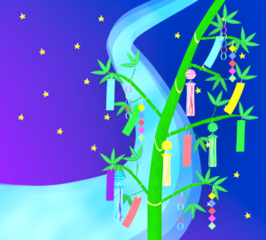 七夕と天の川のテンプレート