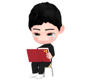 涙を流して卒業アルバムを見る生徒のイラスト