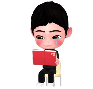 涙を流して卒業アルバムを見る生徒のイラスト
