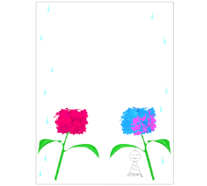 てるてる坊主と紫陽花のメッセージカード