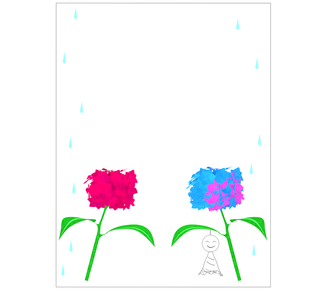 てるてる坊主と紫陽花のメッセージカード