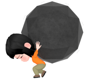 重荷に潰されそうな女性のイラスト