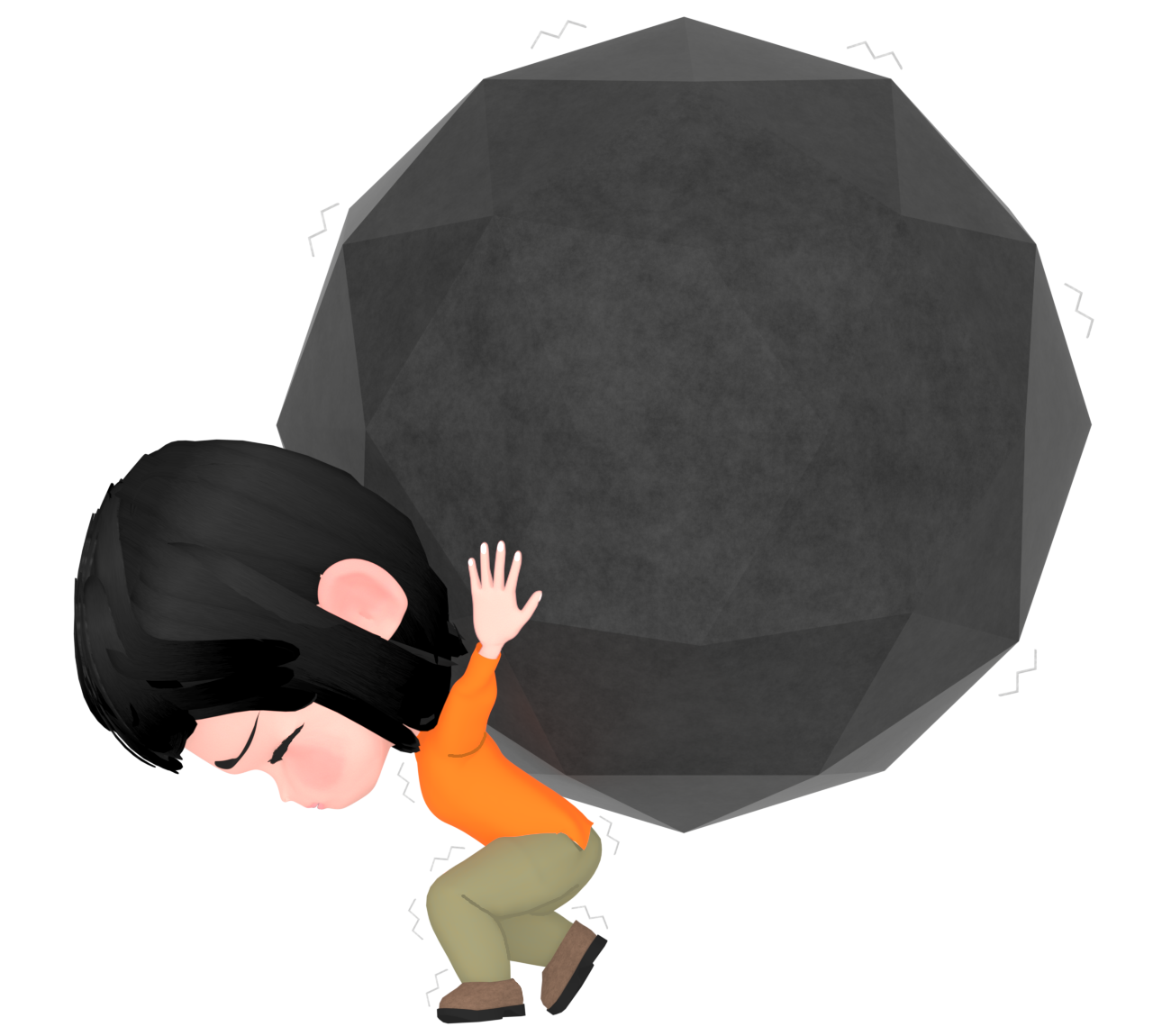 重荷に潰されそうな女性のイラスト