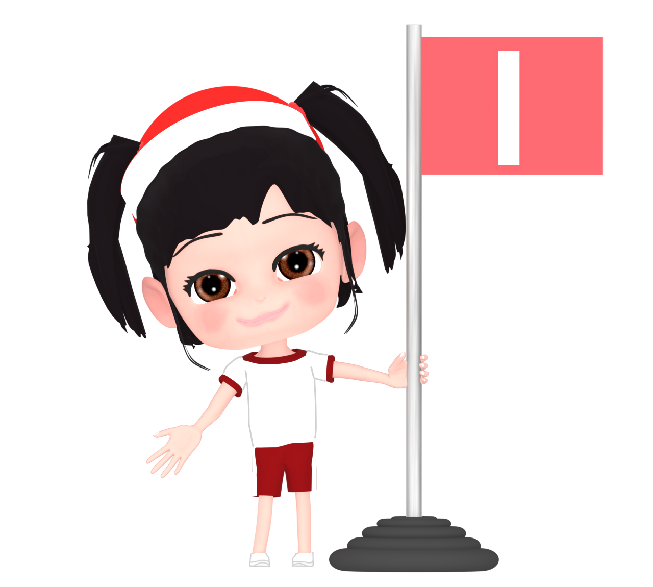 かけっこで１番になる嬉しい女の子のイラスト