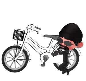 自転車を盗む泥棒のイラスト