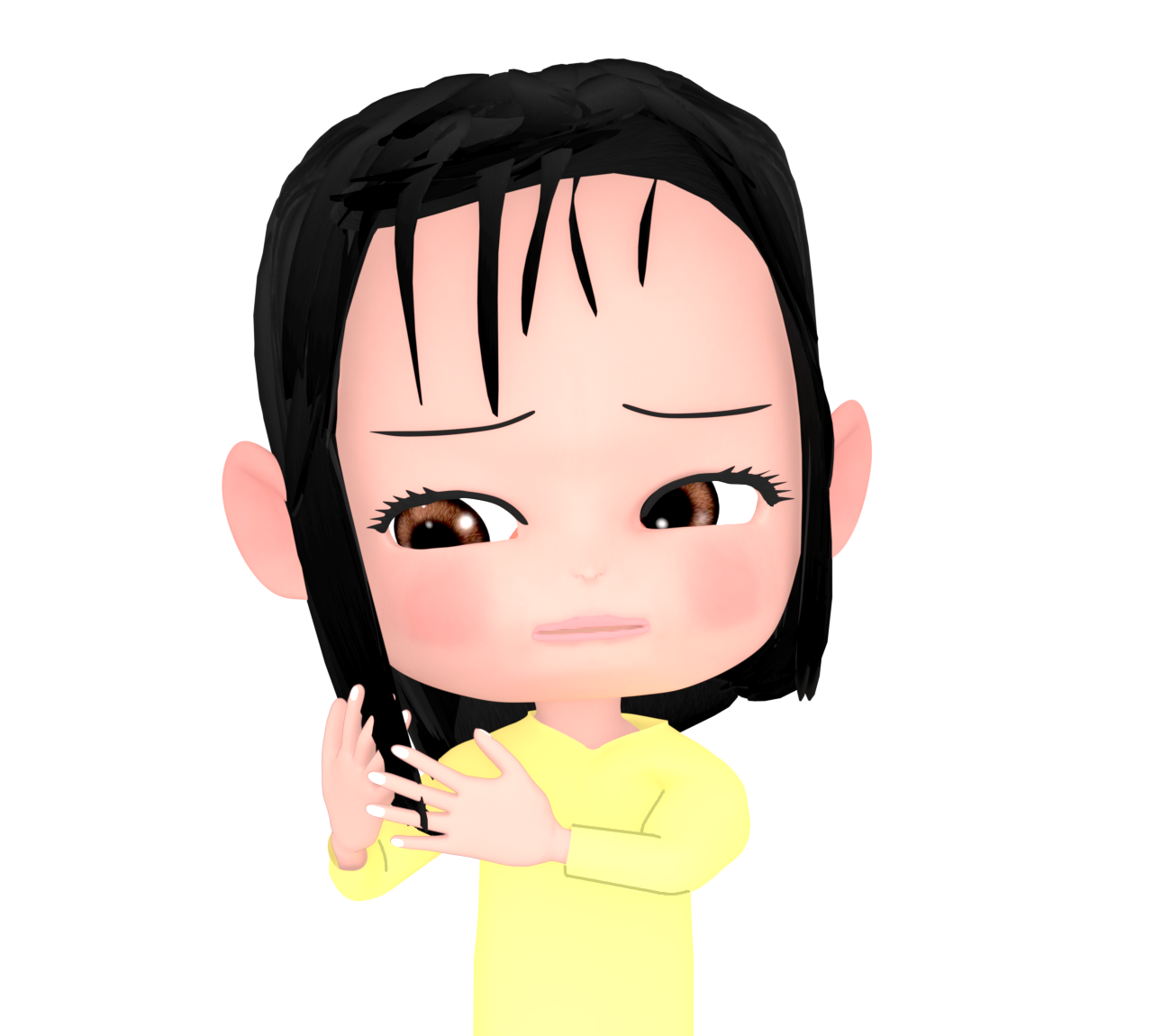 薄毛と抜け毛が気になる女性のイラスト