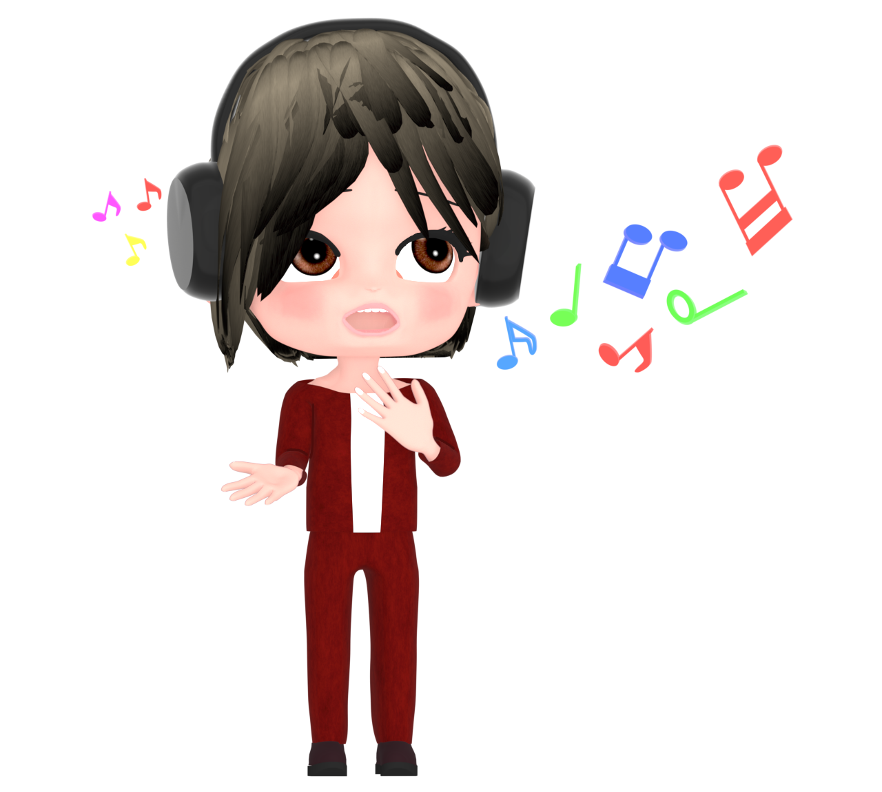 考えながら歌う女性のイラスト