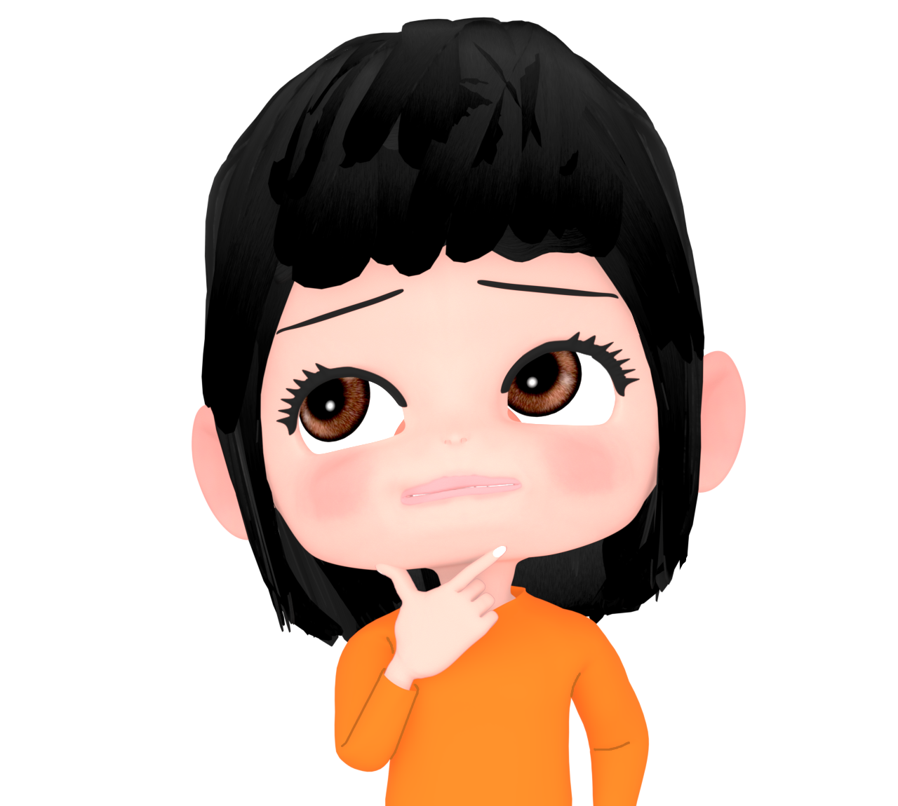 キメ顔で考える女性のイラスト