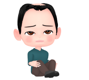 薄毛の男性のイラスト（ハゲ）