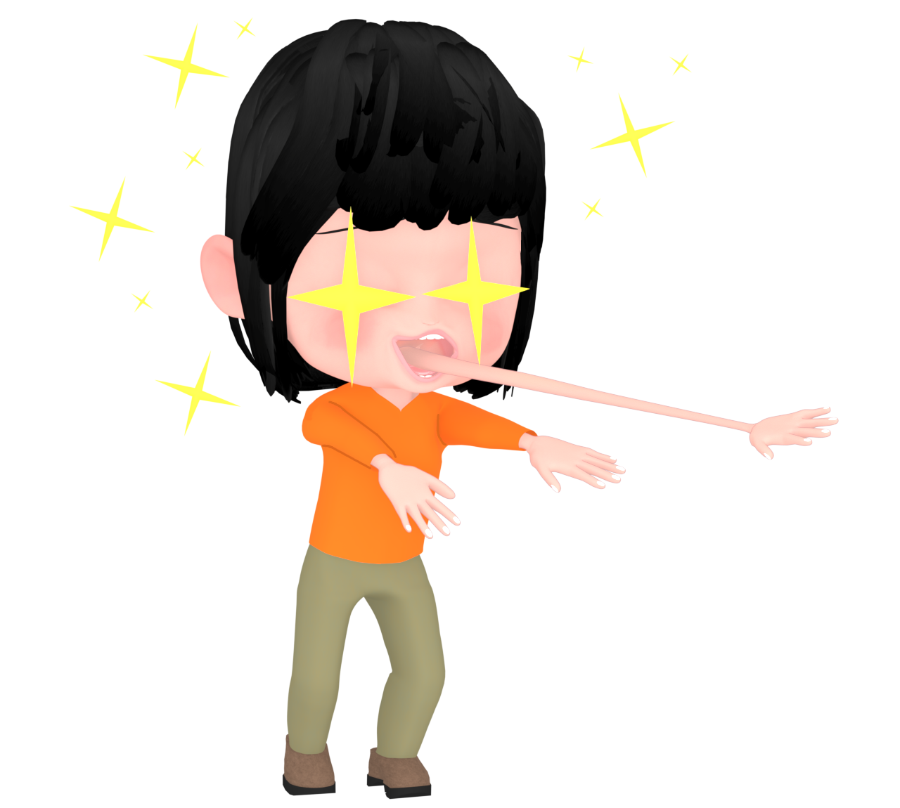 喉から手が出る女性のイラスト