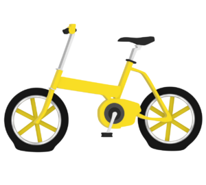 タイヤがパンクをした街乗り自転車のイラスト