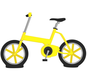 タイヤがパンクした街乗り自転車のイラスト