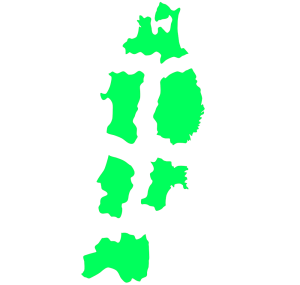 東北地方をバラした地図のイラスト