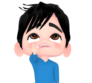 上に何かを見つけた男性のイラスト