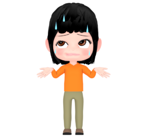 右上を見てとぼける女性のイラスト