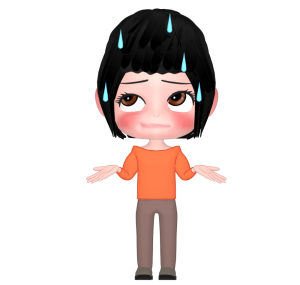 右上を見てとぼける女性のイラスト