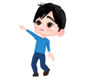 上を見て驚く男性のイラスト