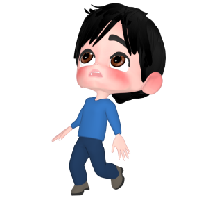上を見て驚く男性のイラスト