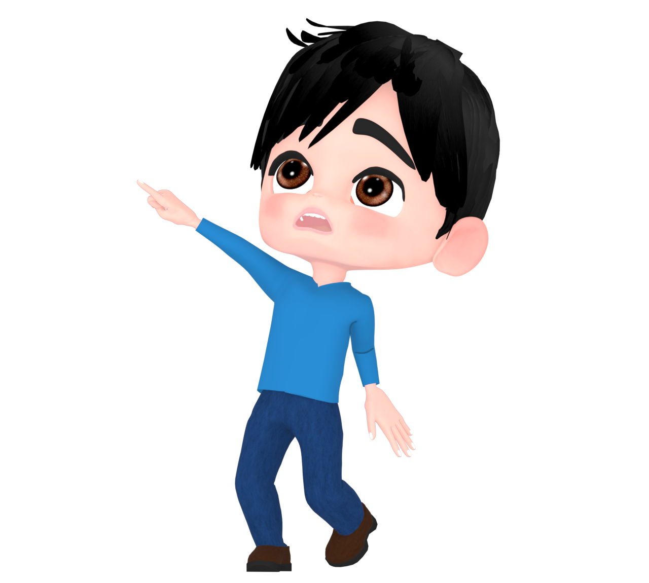 上を見て驚く男性のイラスト