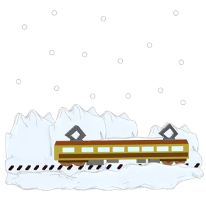 雪の中を走る電車のイラスト