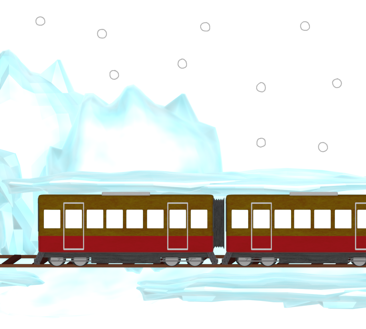雪の中を走る電車のイラスト