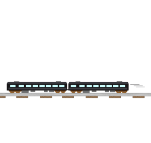 レールを走る電車のイラスト