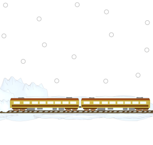 電車の線路を遮る雪のイラスト
