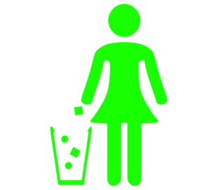 ゴミ箱に捨てる女性のマーク