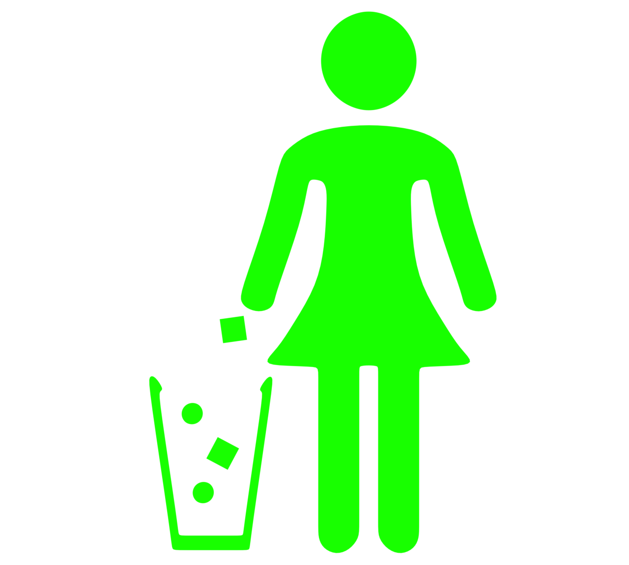 ゴミ箱に捨てる女性のマーク