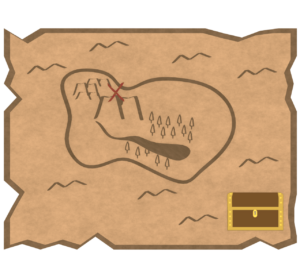 財宝が眠る宝の地図のイラスト