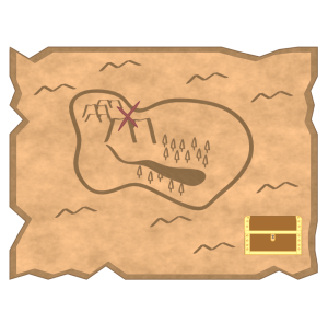財宝が眠る宝の地図のイラスト