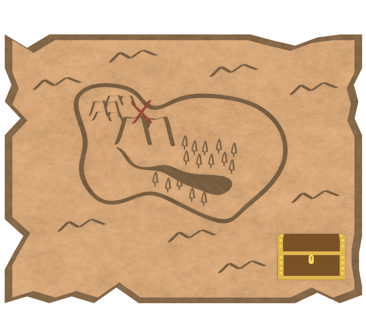 財宝が眠る宝の地図のイラスト