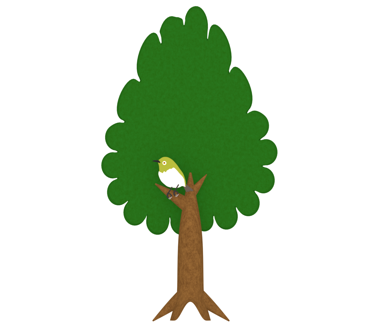 木にとまる鳥のイラスト