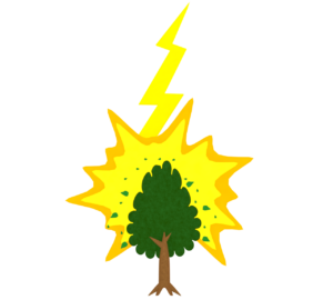 木に落ちる雷のイラスト