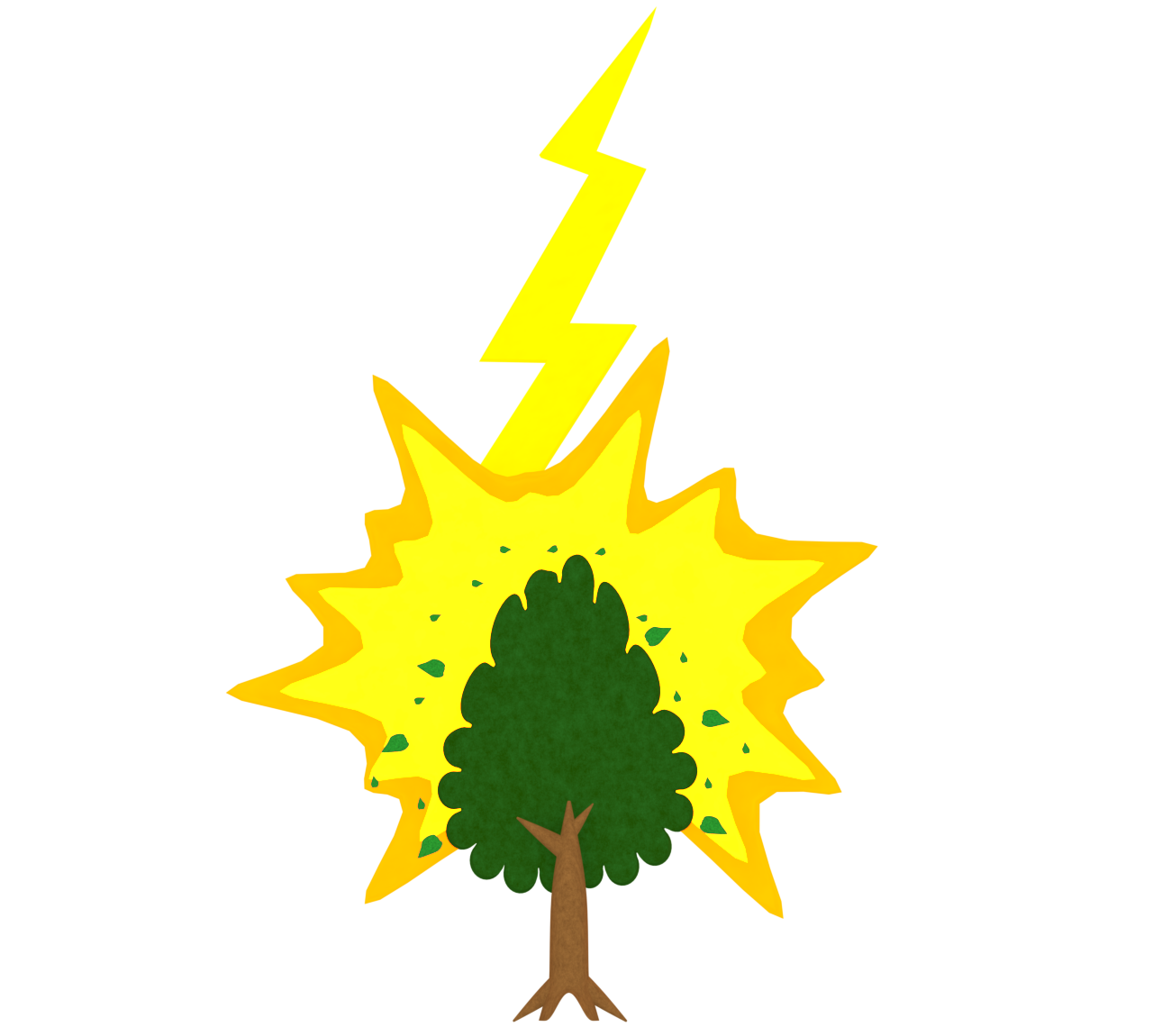 木に落ちる雷のイラスト