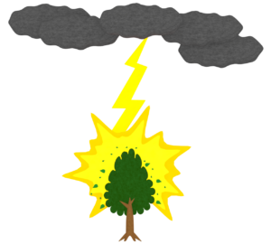 雷に打たれる木のイラスト