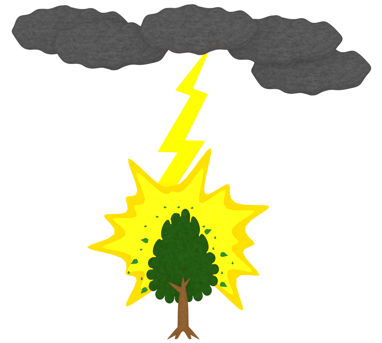 雷に打たれる木のイラスト