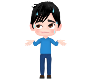 困った顔でとぼける男性のイラスト
