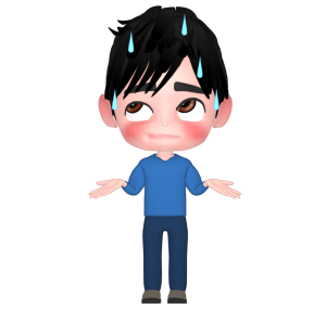 困った顔でとぼける男性のイラスト