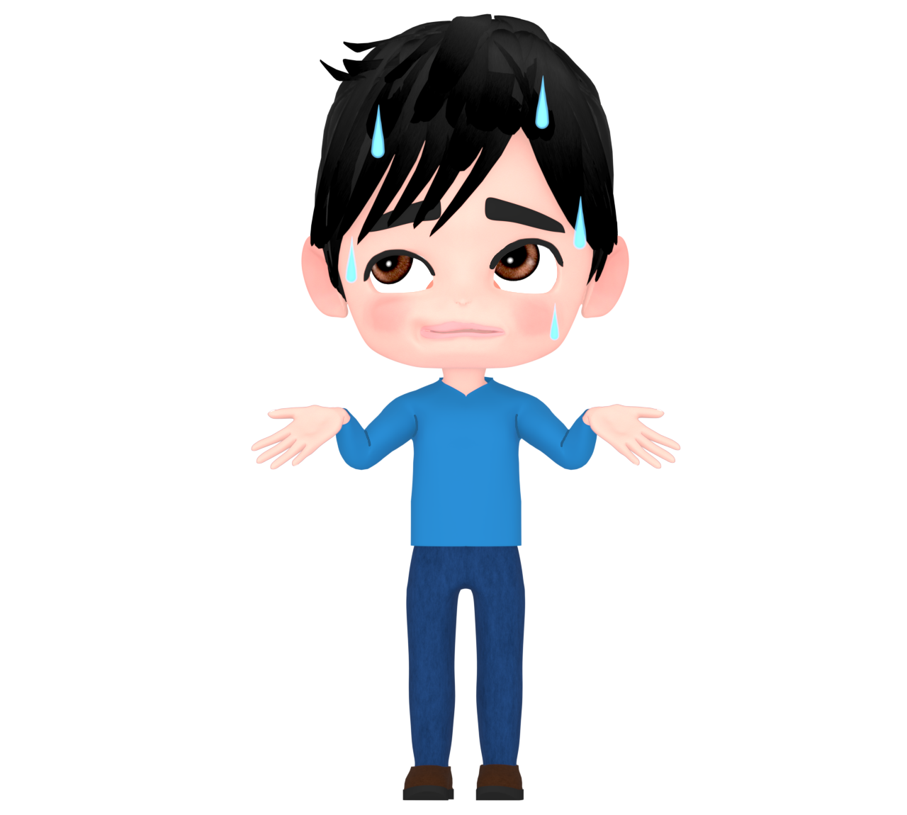 困った顔でとぼける男性のイラスト