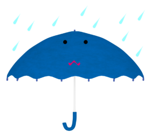 困った顔の傘のイラスト