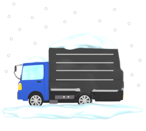 雪が積もったトラックのイラスト