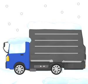 雪が積もったトラックのイラスト
