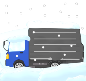 トラックが雪で立ち往生するイラスト