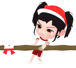 綱引きと女の子のイラスト