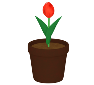 チューリップの鉢植えのイラスト