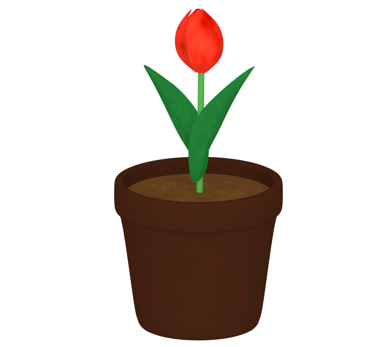 チューリップの鉢植えのイラスト