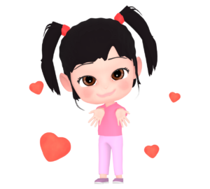 振り向いて投げキッスをする女の子のイラスト