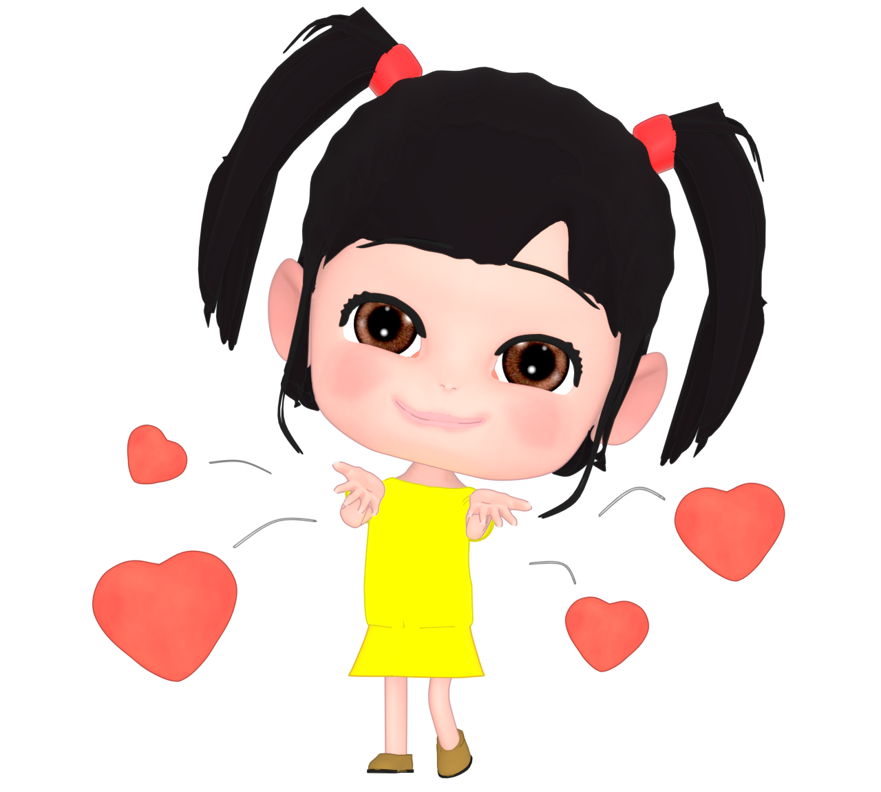 振り向いて投げキッスをする女の子のイラスト